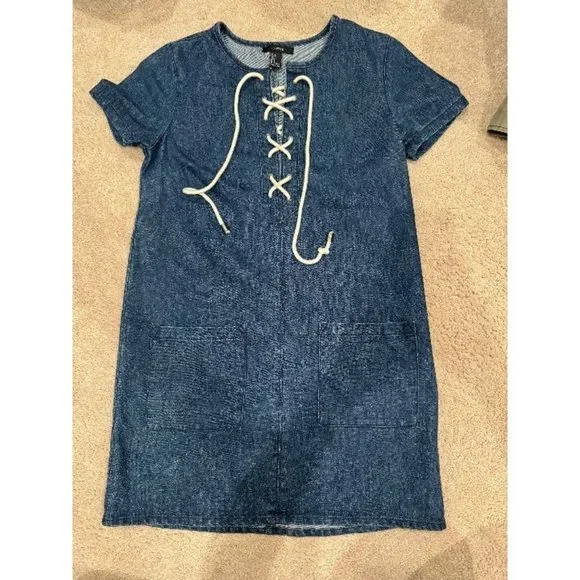white christmas dresses Forever 21 Short Denim Dress – Montivo main image 0